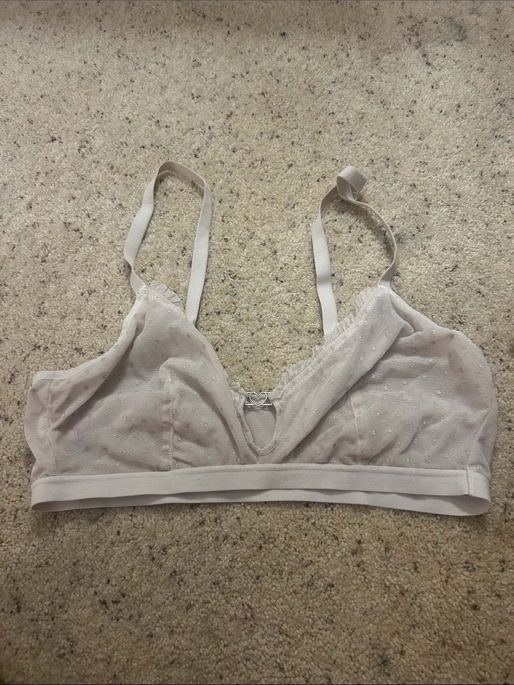 White Sheer Bralette with Front Heart Detail